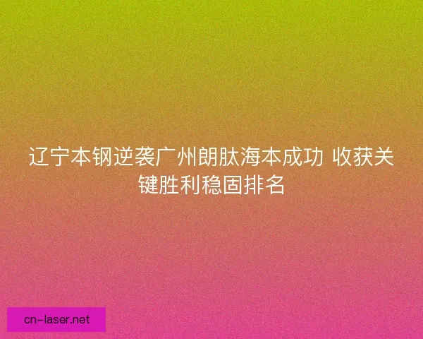 辽宁本钢逆袭广州朗肽海本成功 收获关键胜利稳固排名